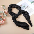 Tyqour 35inch Hair Scarf for Black Women Hair Silk Scarfs Satin Head Scarf Square Scarf Bandanas Hair Wraps Scarf for Women(Black)