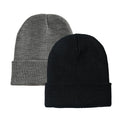 PFFY - 2 paquetes de gorros unisex para hombre y mujer, gorros de invierno tejidos en negro y gris