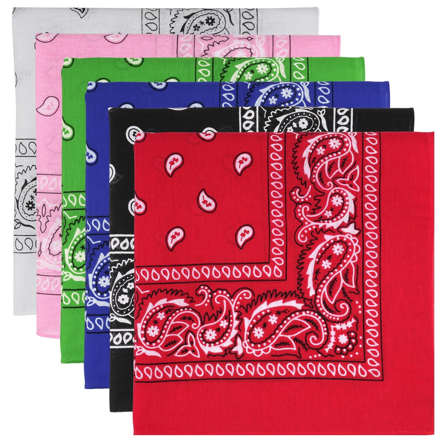 6 Pack Pure Cotton Bandana, Multi-Purpose Square Handkerchief, Face Mask headband for Men and Women (Multi Color)