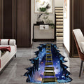 RW-82002 3D Floor Stickers Galaxy Interstellar Space Suspension Bridge Floor Stickers Removable Illusion Waterproof Floor Wall Decor for Kids Bedroom Living Room Nursery Home Decoration