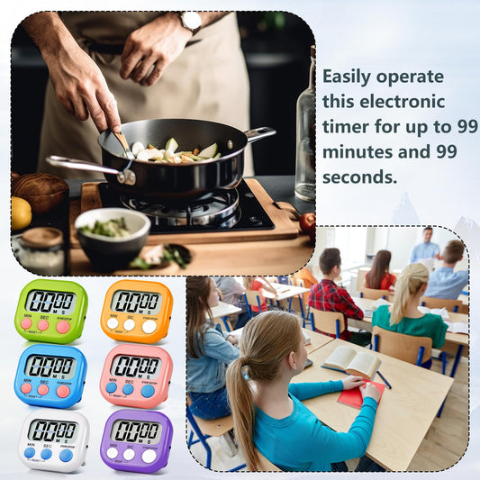 4 Pack White Electronic Timer Loud Ring Kitchen Timer for Cooking Big Display Digital Timer Magnetic Backing Stand Electronic Timer for Cooking, Bathing, Gym, Meeting, Break Time (4, White)