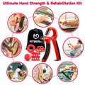 Kit de entrenamiento para fortalecer el agarre de la mano (paquete de 5) FitBeast - Pinza de agarre ajustable para antebrazos, ejercitador de dedos, estirador de dedos, anillo de agarre y pelota de agarre para aliviar el estrés para atletas (rojo)