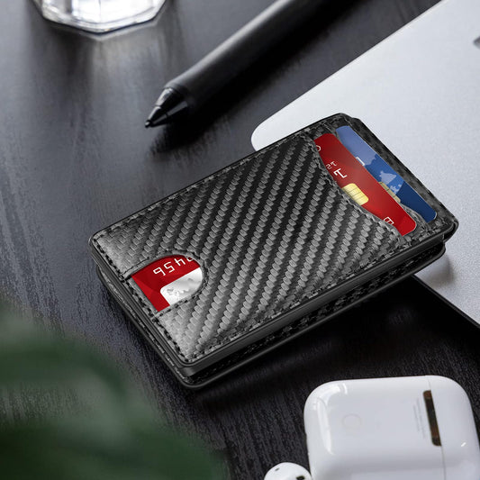 MURREE Wallet for Men, Slim Wallet with Pop Up Card Holder, RFID Blocking Bifold Leather Minimalist Wallet, Front Pocket Wallets for Men with ID Window