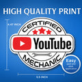 (3 Pack) Certified YouTube Mechanic Sticker - Funny You-Tube Mechanic Decal for Expert Mechanic - 5.5" - Automotive Industry - Office Gag Gift - Jokes for Friend - Made in USA - BMCS060