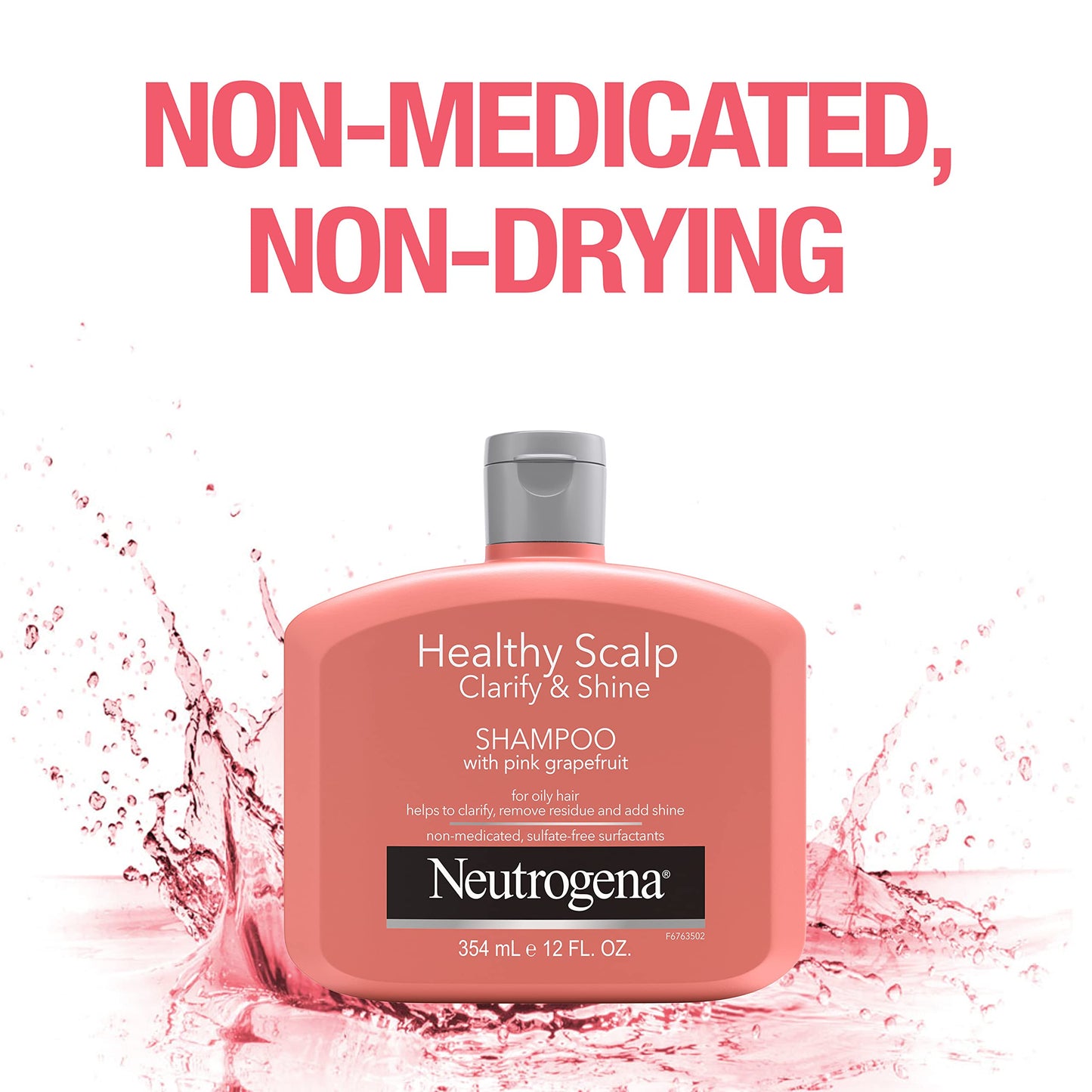 Neutrogena Exfoliating Healthy Scalp Clarify & Shine Shampoo for Oily Hair and Scalp, Anti-Residue Shampoo with Pink Grapefruit, pH-Balanced, Paraben & Phthalate-Free, Color-Safe, 12oz