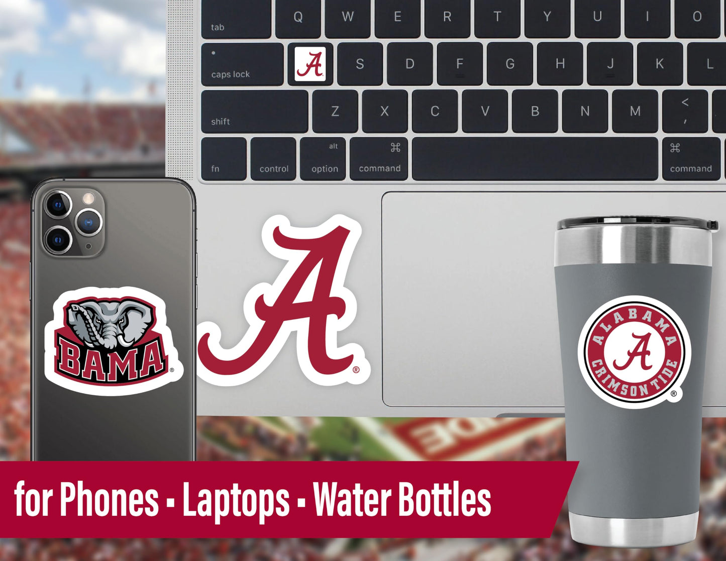 Alabama Crimson Tide Stickers and Decals (14 Pieces) Large, Medium and Small Size Sticker Bundle for Car Window Water Bottle Phone Roll Tide Gift for Men and Women Football Fans (Alabama Crimson Tide)