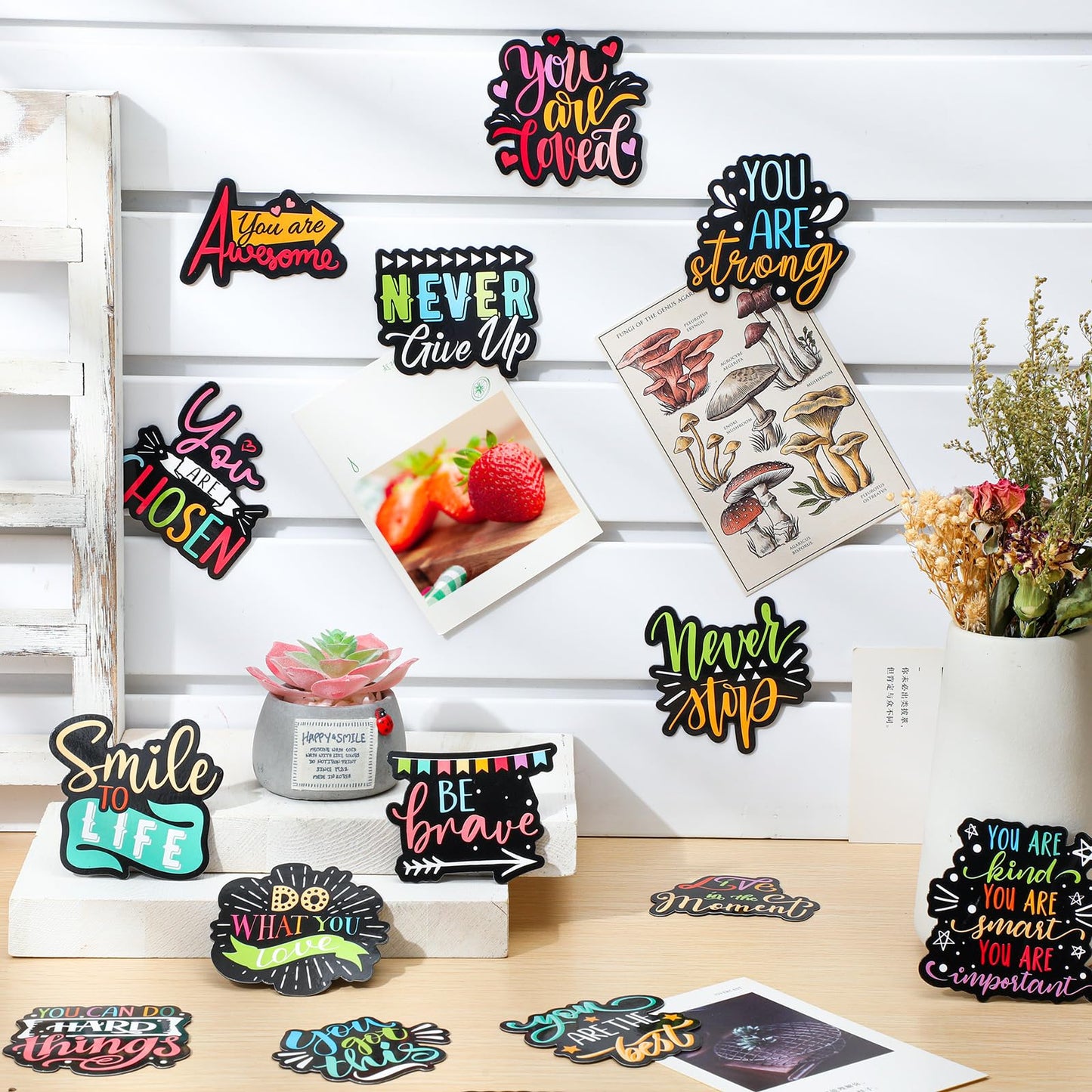 Sinmoe 24 Pcs Inspirational Fridge Magnets Locker Magnets for Girls Black Motivational Quotes Magnets Cute Refrigerator Magnets for School Classroom Whiteboard Office Car Accessories