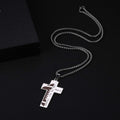 Susook Football Cross Necklace for Men Bible Verse I CAN DO All Things Stainless Steel Sport Pendant for Men(Silver)