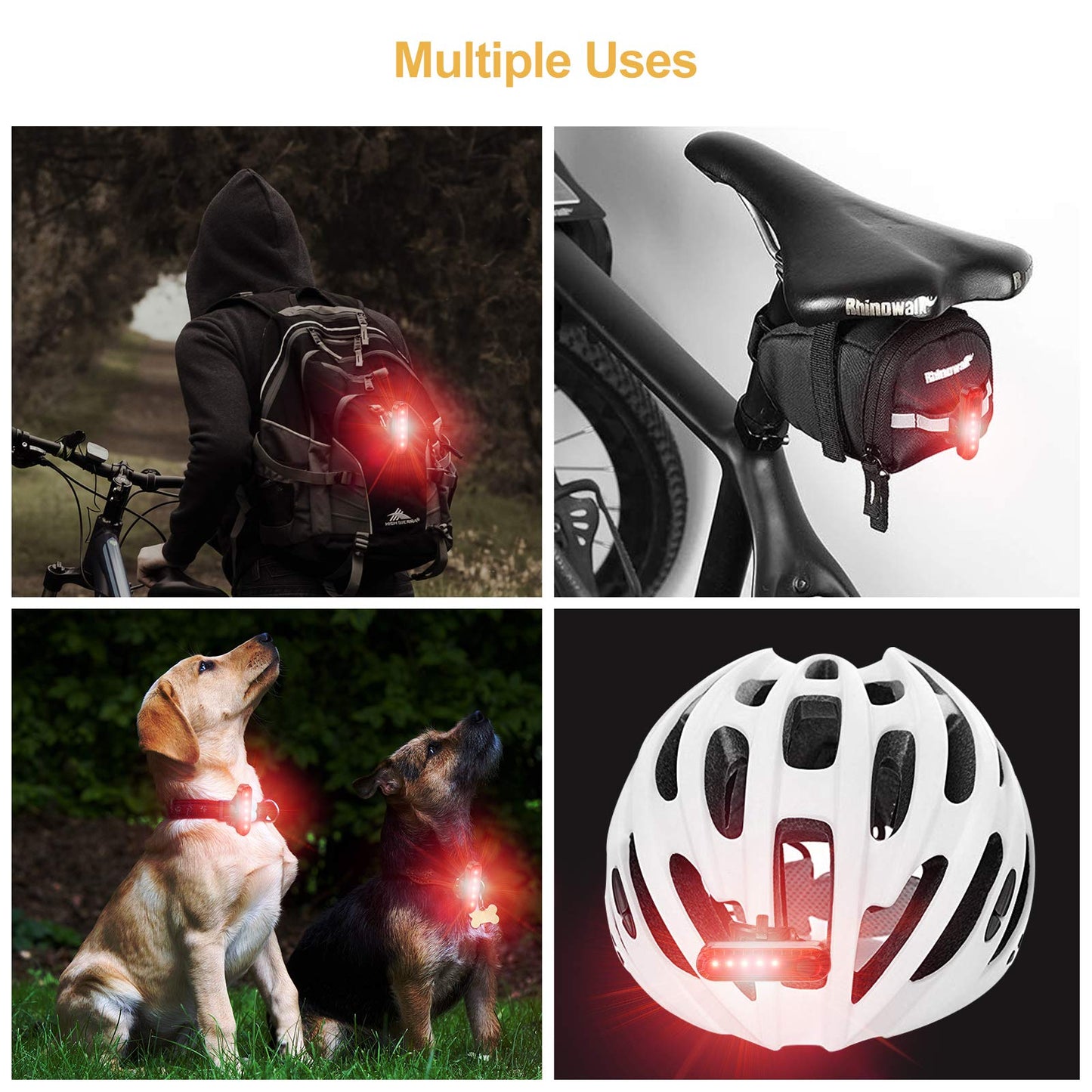 Ascher USB Rechargeable LED Bike Tail Light 2 Pack, Bright Bicycle Rear Cycling Safety Flashlight, 330mah Lithium Battery, 4 Light Mode Options, (2 USB Cables Included)