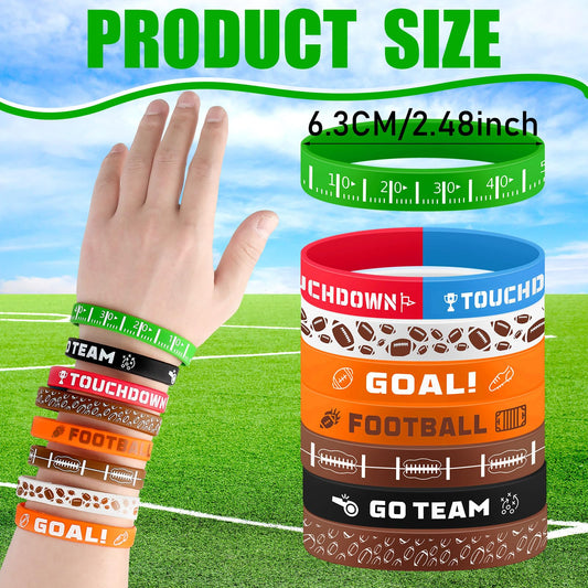 Lunmon Lot de 120 bracelets en silicone pour le football en vrac, cadeaux de fête de football, bracelets en caoutchouc de motivation pour hommes et femmes, fournitures de fête d'anniversaire pour hayon de football