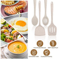 TeamFar Cooking Utensils Set of 4, Silicone Kitchen Utensils, Solid & Slotted Spoons Turners for Cooking/Serving/Frying, Healthy & Seamless Design, Heat-Resistant & Non-Scratch, Dishwasher Safe, Khaki