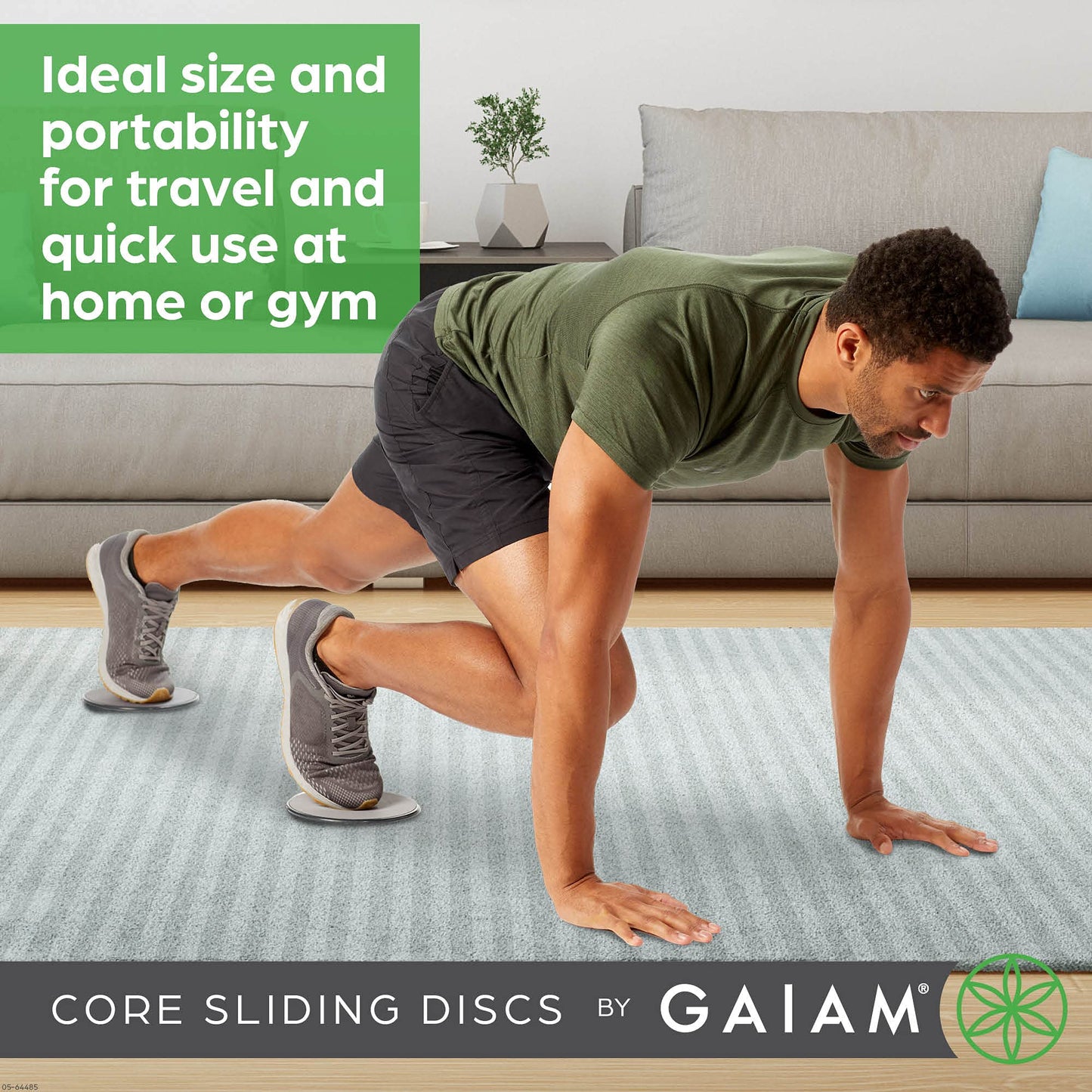 Disques coulissants Gaiam Core - Glisseurs d'entraînement double face pour tapis et planchers de bois franc - Coussinets abdominaux pour la maison Équipement d'exercice Glisseurs de fitness pour femmes et hommes, gris/noir