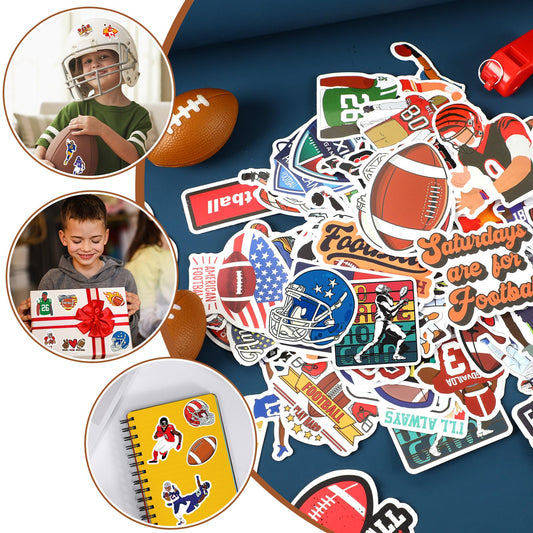 JULBEAR Football Stickers, 200PCS Water Bottle Stickers Non-Repeating Vinyl Holiday Party Stickers for Cards Scrapbooking Crafts Decorations Party Favors Gifts for Kids Teens Adults