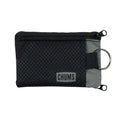 Chums Surfshorts Wallet - Lightweight Slim Wallet with RFID Blocking Card & Clear ID Window - Zippered, Water Resistant w/ Key Ring (Black/Gray)