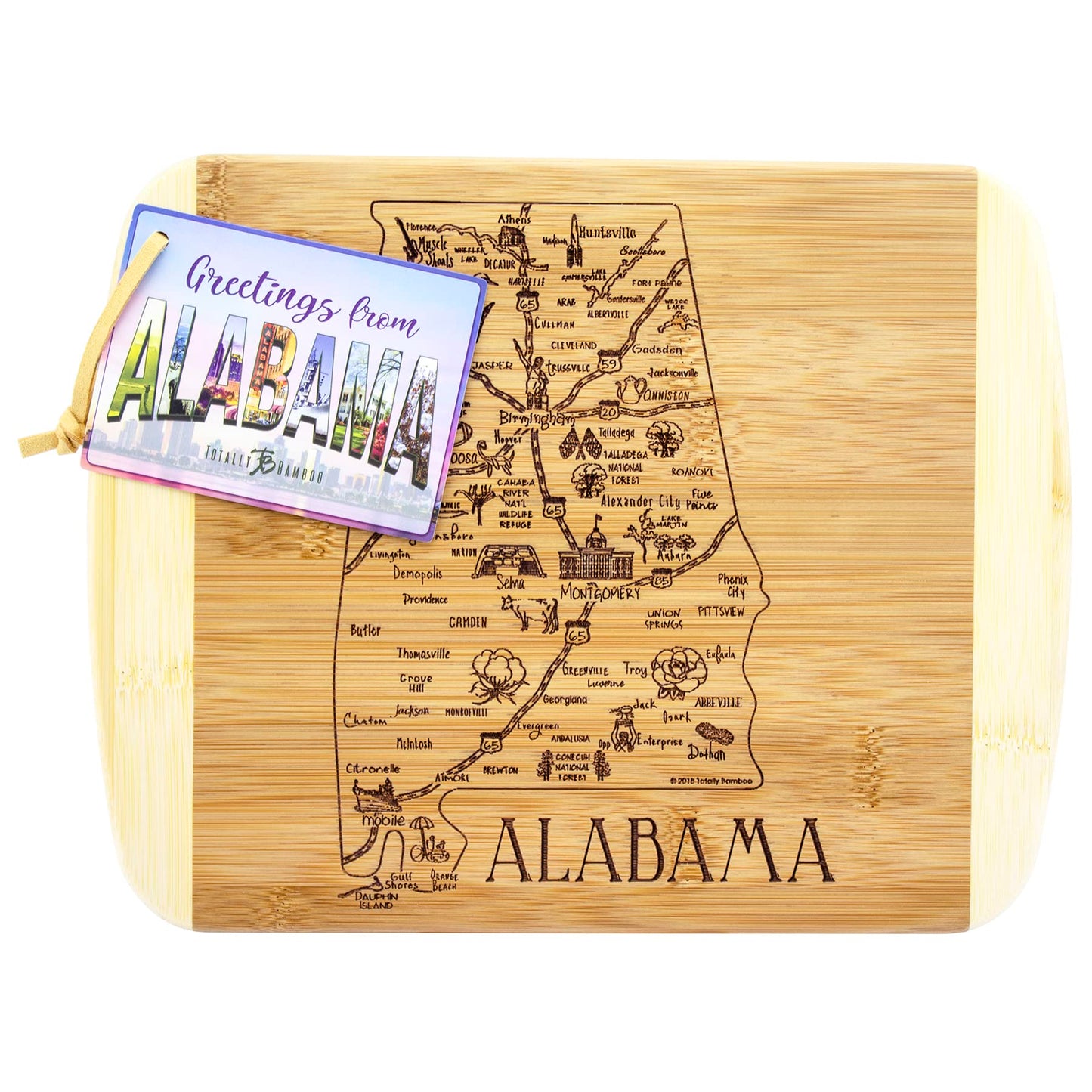 Totally Bamboo A Slice of Life Alabama State Serving and Cutting Board, 11" x 8.75"