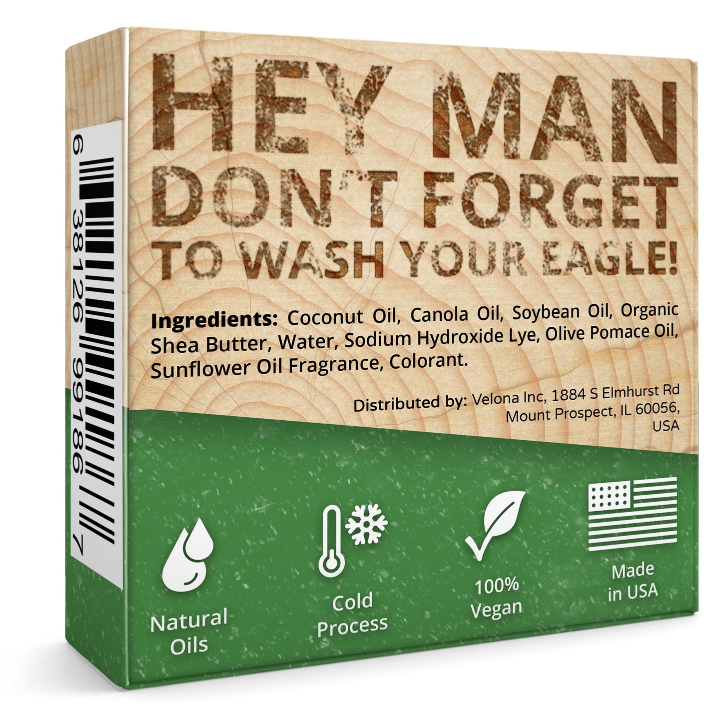 velona EAGLEMAN Natural Soap Bar for Men - 5 oz | Cold Process Soap Made from Natural Oils | No Harsh Chemicals | Moisturizing Cleanser | Cool Glacier + Juicy Lime (2 Pack)