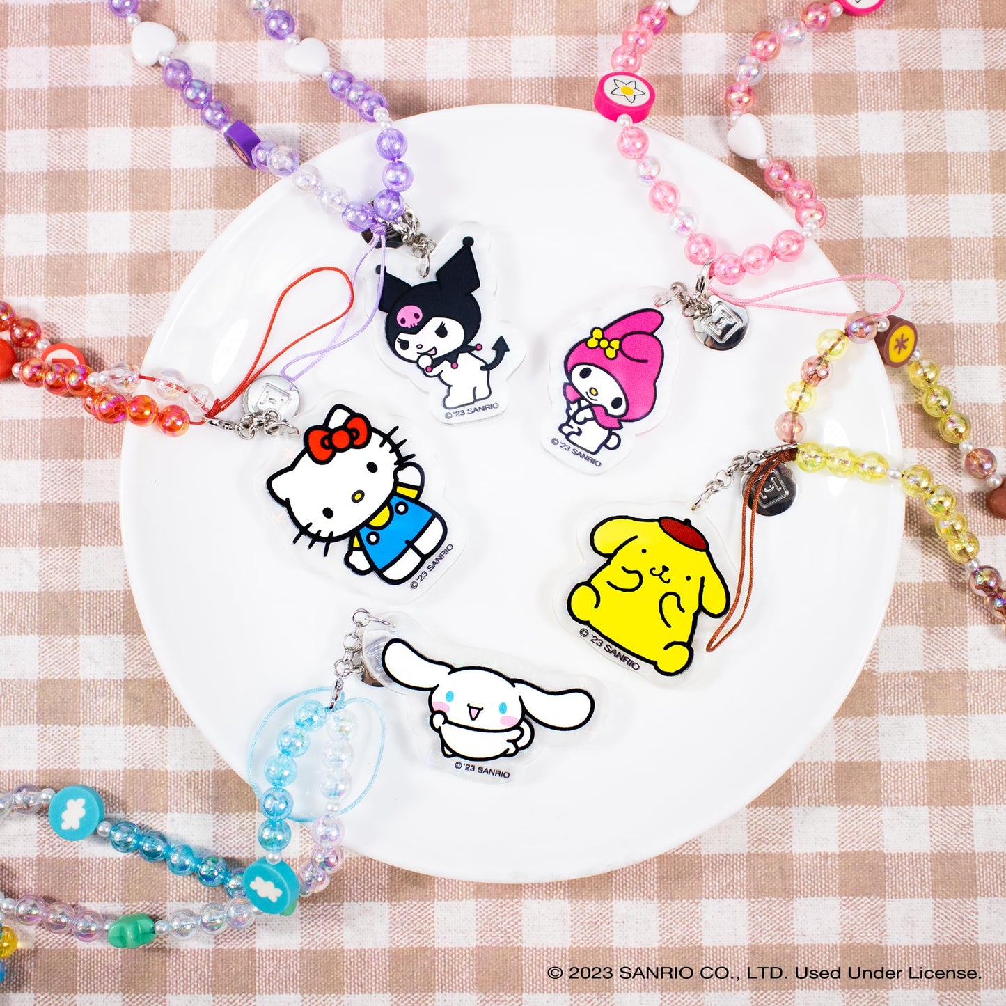 iFace Hello Kitty and Friends Beaded Wristlet Universal Phone Charm Strap - Cute Wrist Chain Lanyard Aesthetic Decor Strap for Cell Phone Camera Keys AirPods Keychains – Kuromi