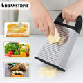 Rallador de queso Urbanstrive con recipiente, rallador de queso profesional con mango, ralladores de acero inoxidable para cocina de mano, rallador de caja con 4 lados para verduras, jengibre, patatas, negro