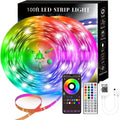 100FT Smart LED Strip Lights (2 Rolls of 50ft), RGB Strip Lights Sync to Music with 40 Key Remote Controller LED Lights for Bedroom,Christmas Lights decration (Multi-Colored, 100FT)