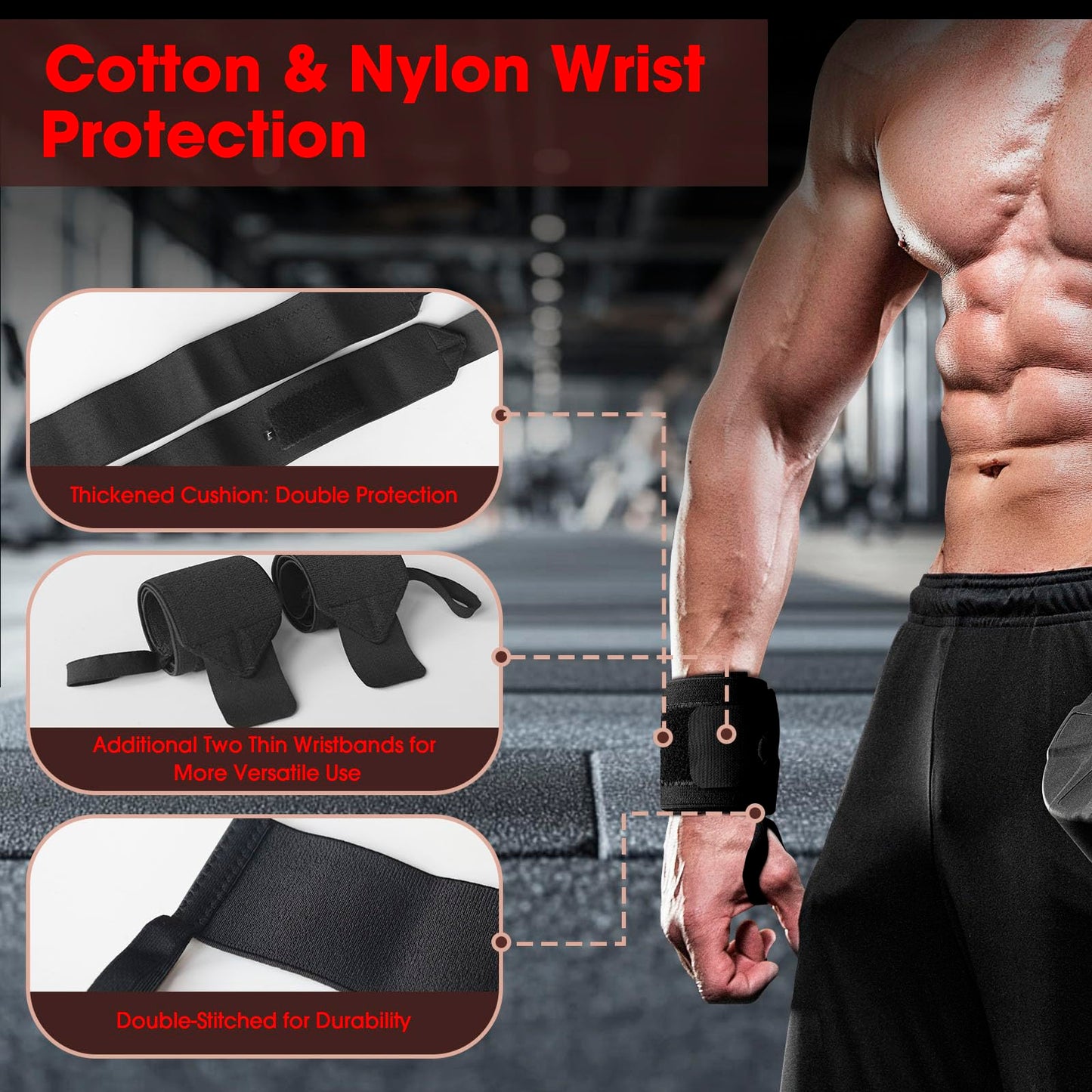 Wrist Straps for Weightlifting, MTWEAR Lifting Wrist Strap, Grip Support Fitness Strength Training- Ideal for Deadlifts, Powerlifting, Pull-Ups, 25" Lifting Straps and Gym Straps for Men and Women