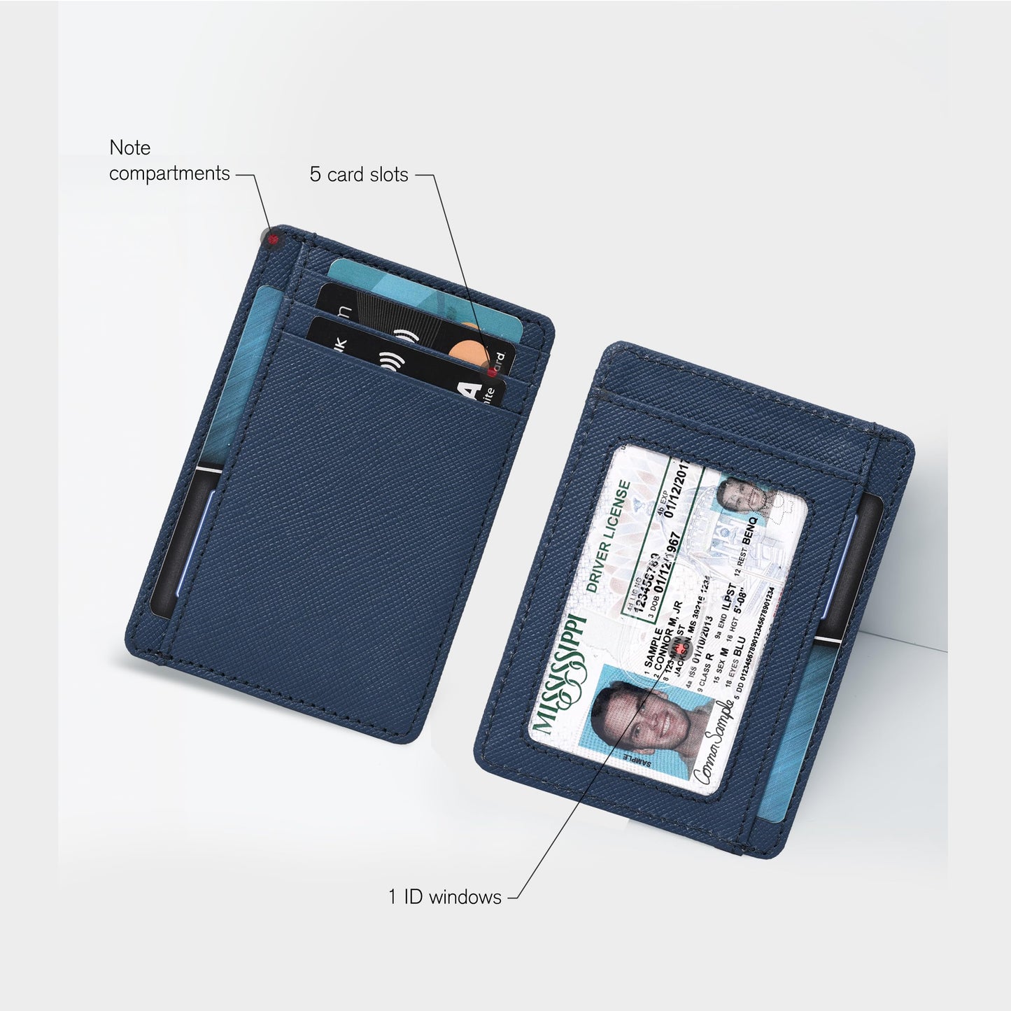 RFID Protected Leather Wallet | Blue | Gift For Him | Gift For Her | Front Pocket | Multiple Crad Slots | Slim And Chic