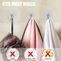 Ganchos adhesivos, paquete de 32 ganchos adhesivos de 33 lb (máximo), ganchos adhesivos extraíbles reutilizables transparentes para colgar, ganchos de pared para colgar que se pueden usar para cocina, baño, ducha, exteriores, mejoras en el hogar