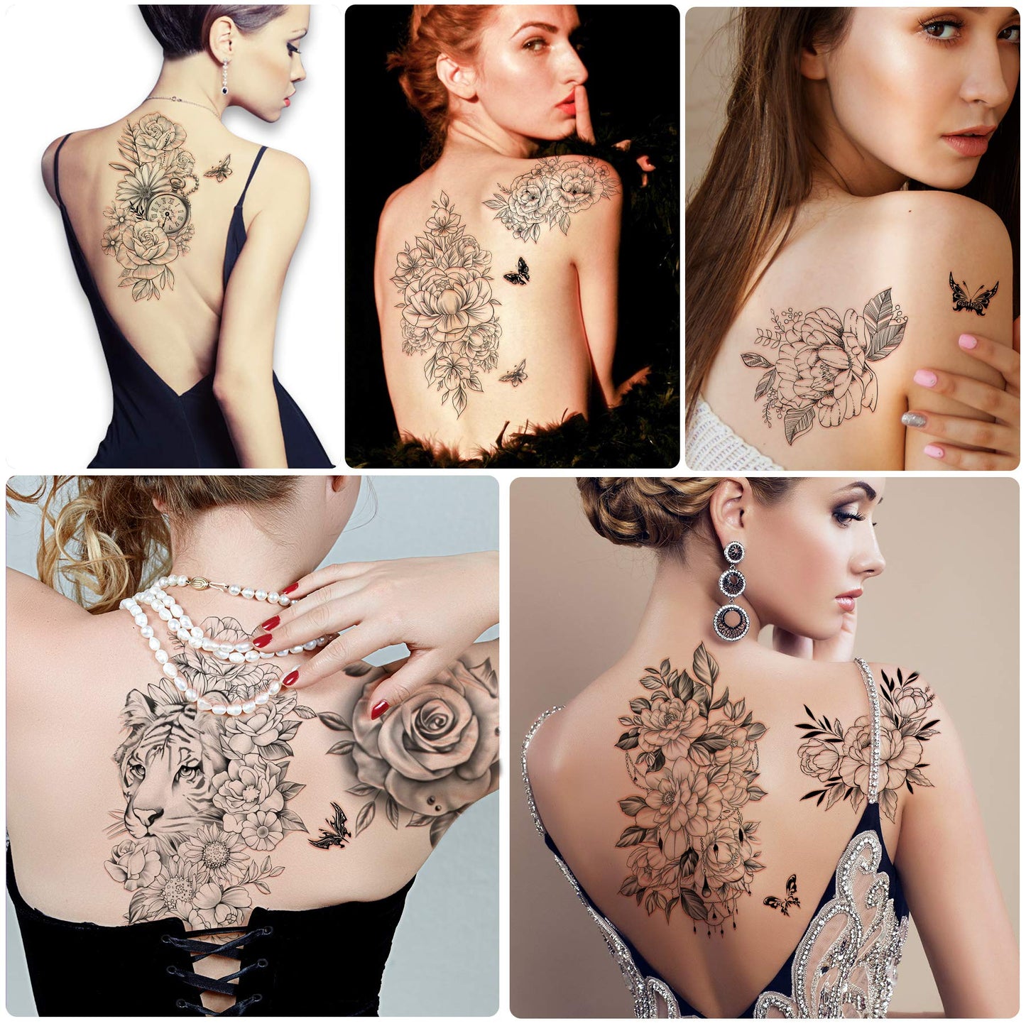 Yazhiji 49 sheets Large Sexy Flowers Collection Waterproof Temporary Tattoos Lasting Fake Tattoos for Women and Girls