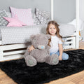 Alfombras de pasillo mullidas para dormitorio de 2 x 6, alfombra peluda moderna para pasillo, sala de estar, alfombra de felpa suave y difusa para la cabecera de la cama para la decoración de la habitación de los niños y niñas, color negro