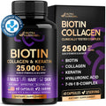 Biotin | Collagen | Keratin - Clinically Tested Supplement - Hair Growth Support - Skin & Nails Complex 25000 mcg - Hyaluronic Acid | B2 | B3 | B6 | B7 - Made in USA - For Women & Men | 60 Capsules