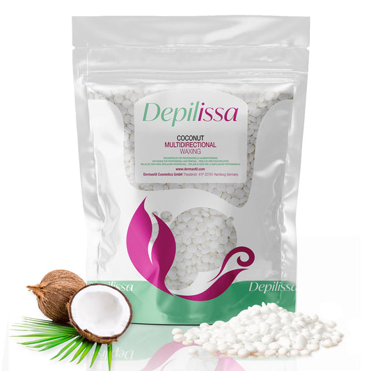 Perlas de cera de coco multidireccionales Depilissa para depilación: hipoalergénicas, suaves y efectivas para todo tipo de piel, ideales para rostro, cejas, área del bikini y depilación brasileña - 14,1 oz