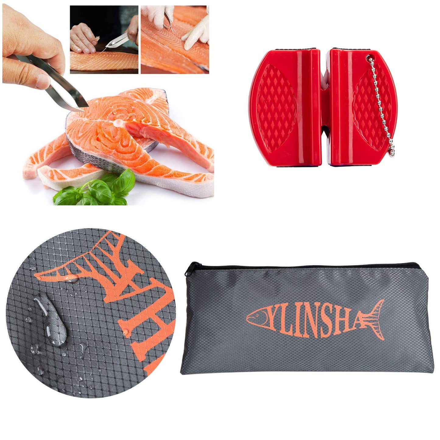 Cuchillo de pesca ylinsha, kit de limpieza de pescado, juego de 7 piezas, cuchillo de pescado, cepillo de limpieza de escamas de pescado, tijeras multifuncionales, guantes anticorte, pinzas para espinas de pescado, bolsa de almacenamiento