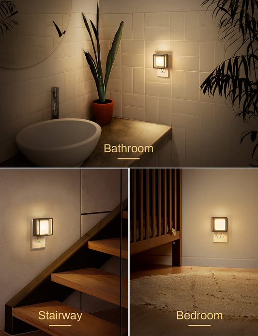 DORESshop LED Night Light, Night Lights Plug Into Wall [2 Pack] with Dusk-to-Dawn Sensor, Dimmable Nightlights, Adjustable Brightness for Bathroom, Hallway, Bedroom,Kids Room,Stairway,Soft White