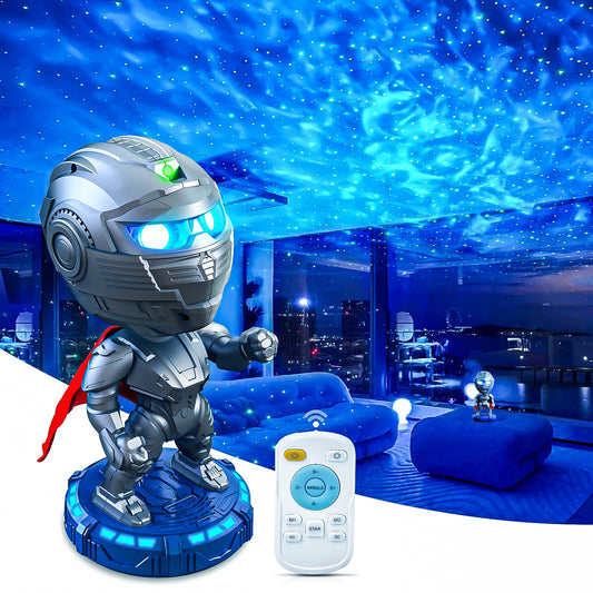 Dienmern Mecha Knight Space Projector Star Projector - Projecteur d'astronaute pour chambre à coucher, projecteur de galaxie, veilleuse avec minuterie et télécommande, décoration de chambre pour enfants et adultes, cadeaux pour Noël, anniversaires