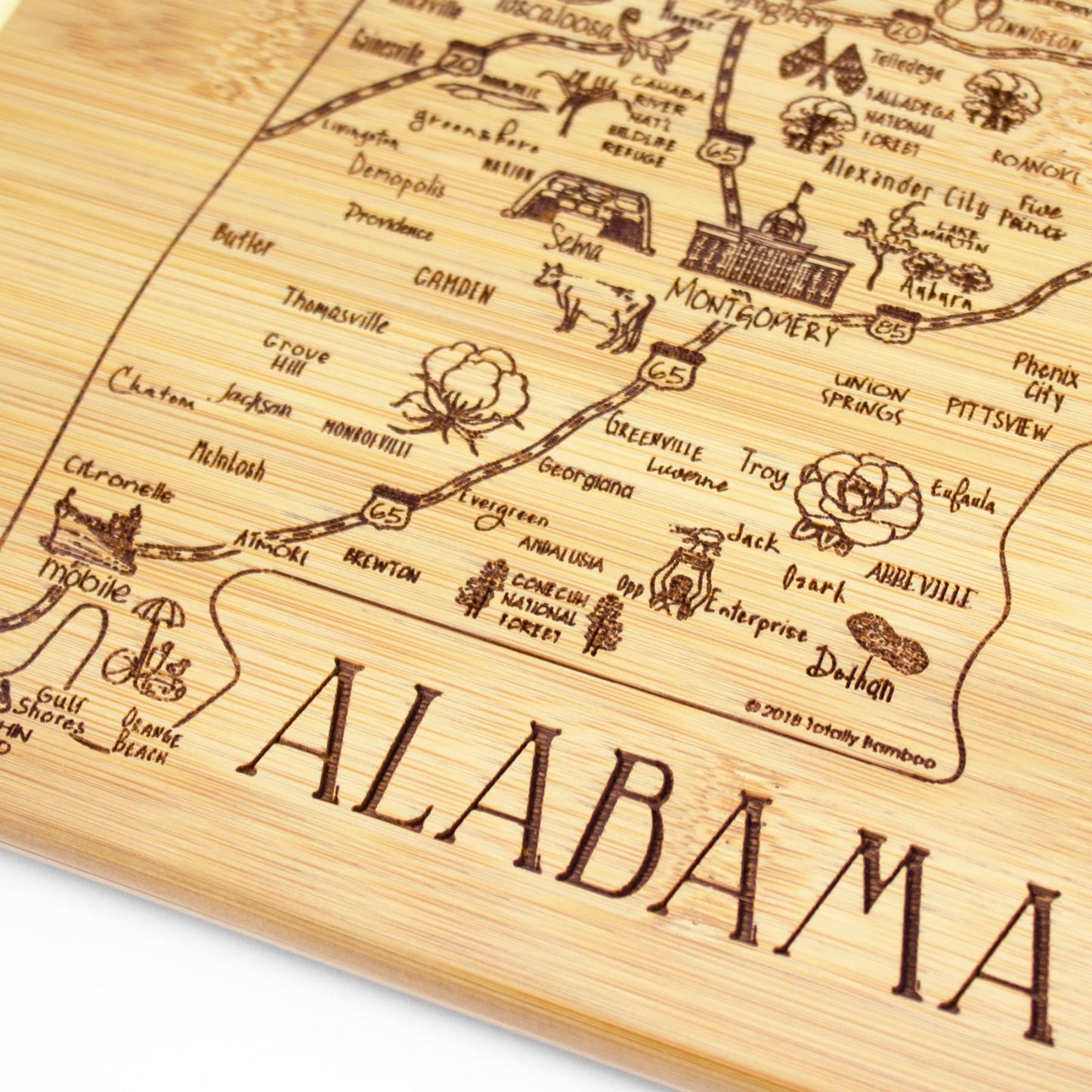 Totally Bamboo A Slice of Life Alabama State Serving and Cutting Board, 11" x 8.75"