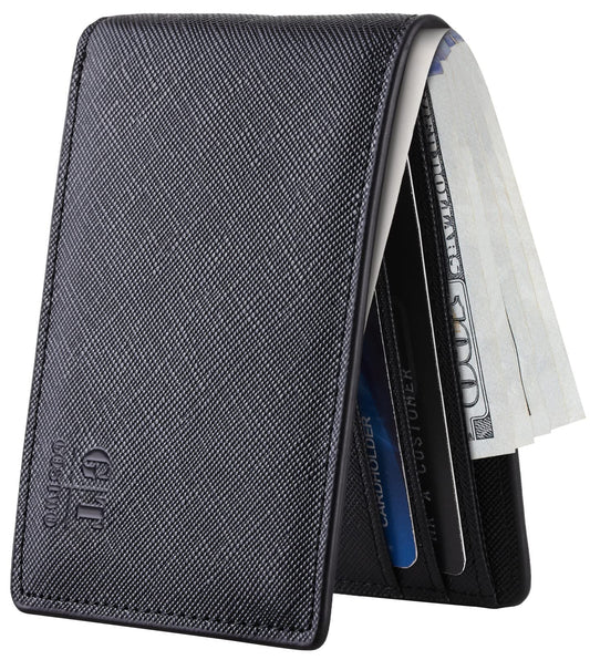 Gostwo Slim Wallet for Men Minimalist Leather ID Window Front Pocket Bifold Wallet