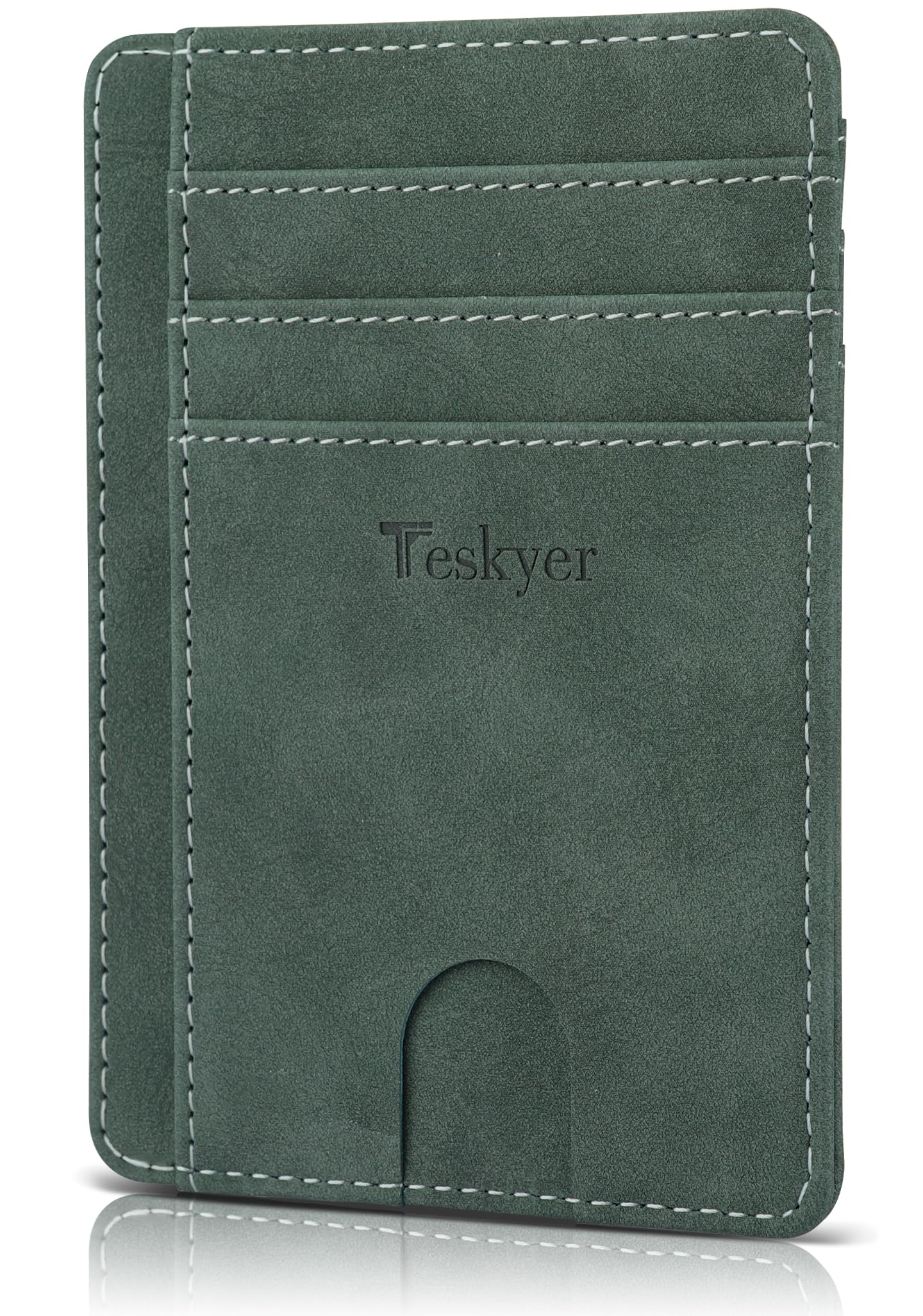 Teskyer Slim Wallet for Men, Minimalist Front Pocket RFID Blocking Leather Wallet Credit Card Holder for Men & Women