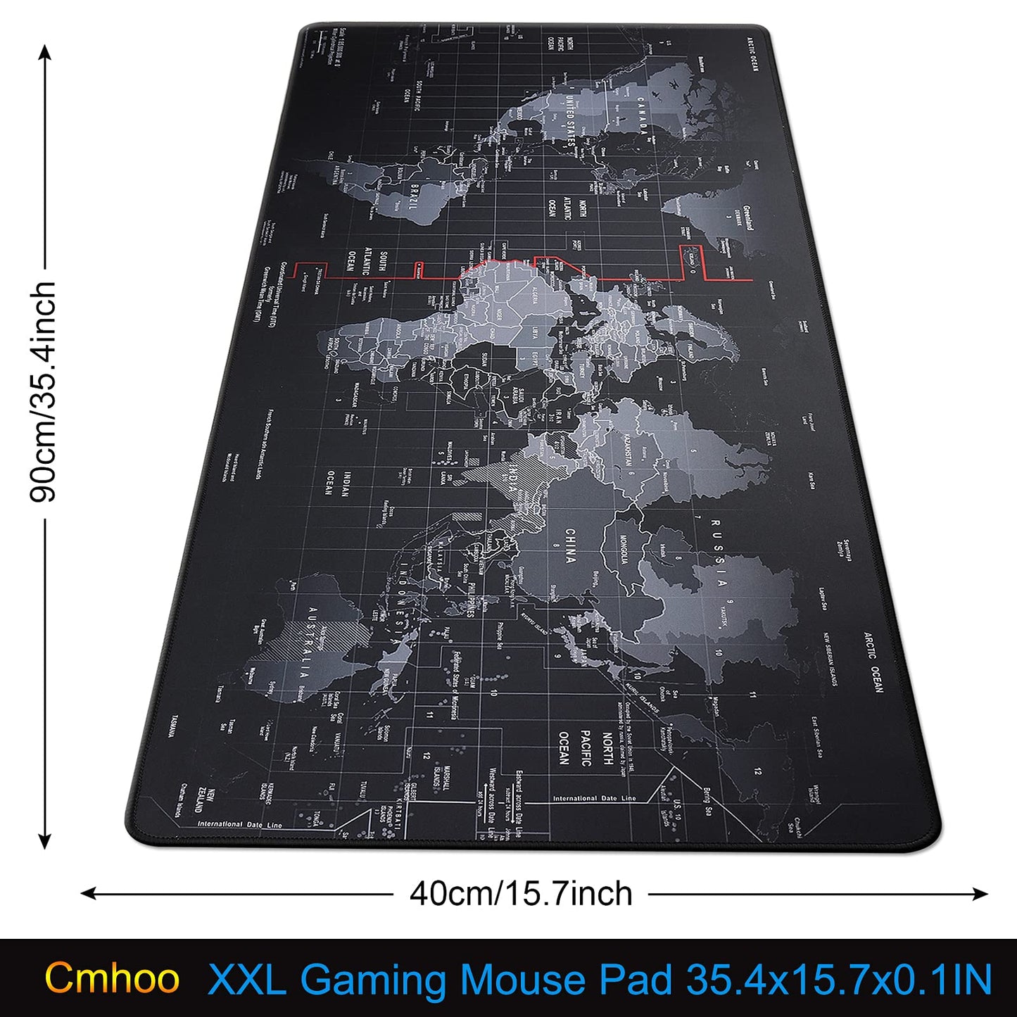 Cmhoo XXL Professional Large Mouse Pad & Computer Game Mouse Mat (35.4x15.7x0.1IN, Map) (90 * 40 Map)