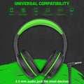 UKELALA Green Wired Headphones for Boys Portable On Ear Youth Headphones for School Airplane Travel Lightweight Portable Compatible with Pad Computer Laptop for Adults Student Children Girls Kids