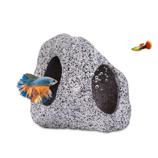 Aquarium Decorations Cave Betta Fish Tank Accessories Rock Cave Decor for Shrimp Cichlid Hiding Breeding Small Fish Bowl Hide Decoration Betta Toys Hideout Stones House（Medium）