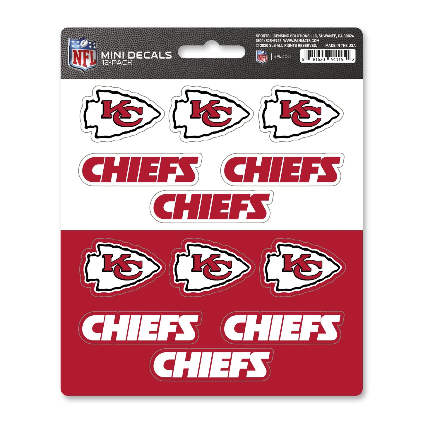 Paquete de 12 miniadhesivos FANMATS 61124 Kansas City Chiefs