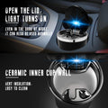 Cenicero para coche Donaimo, cenicero de cerámica con tapa, cenicero portátil a prueba de olores con portavasos LED para coche, accesorios para viajes en interiores y exteriores, para fumadores (tapa negra), mini, HT852-QHYB