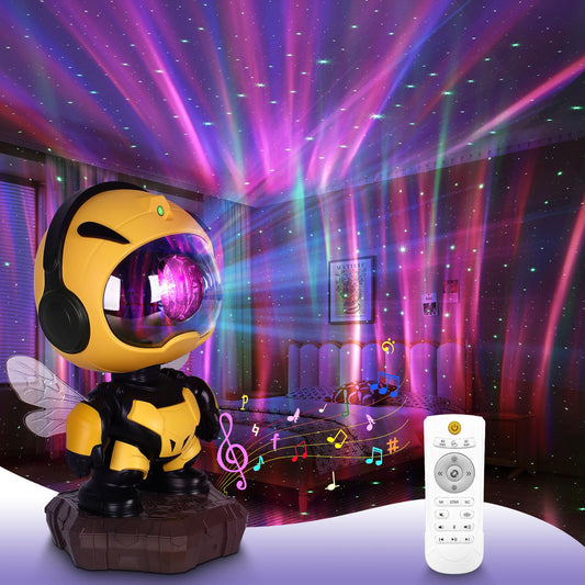 Projecteur de veilleuse Star Galaxy pour chambres d'enfants - Projecteur d'étoiles - Lampe de projecteur Little Bee - Projecteur Galaxy avec fonction de minuterie et de télécommande