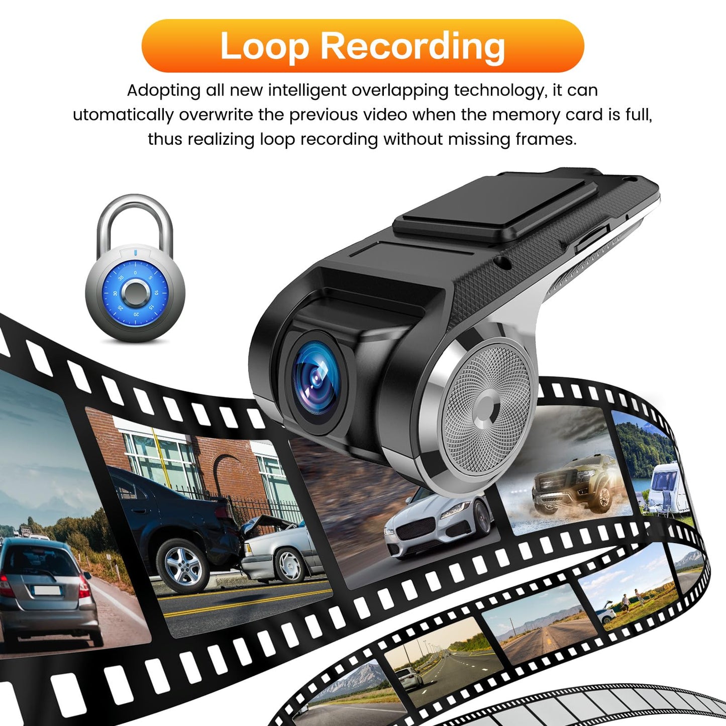 Inefala USB Car DVR Camera Video Recorder, Loop Recording ADAS, Dash Cam, with 32GB SD Card 24H Parking Mode Driving Recorder LDWS FCWS Dash Cam for Android Radio Stereo GPS DVD, Night Vision Full HD