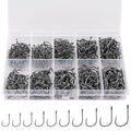 500PCS/100PCS ReeMoo Premium Fishing Hooks, 10 Sizes/4 Sizes Carbon Steel Fishing Hooks W/Portable Plastic Box, Strong Sharp Fish Hook with Barbs for Freshwater/Seawater