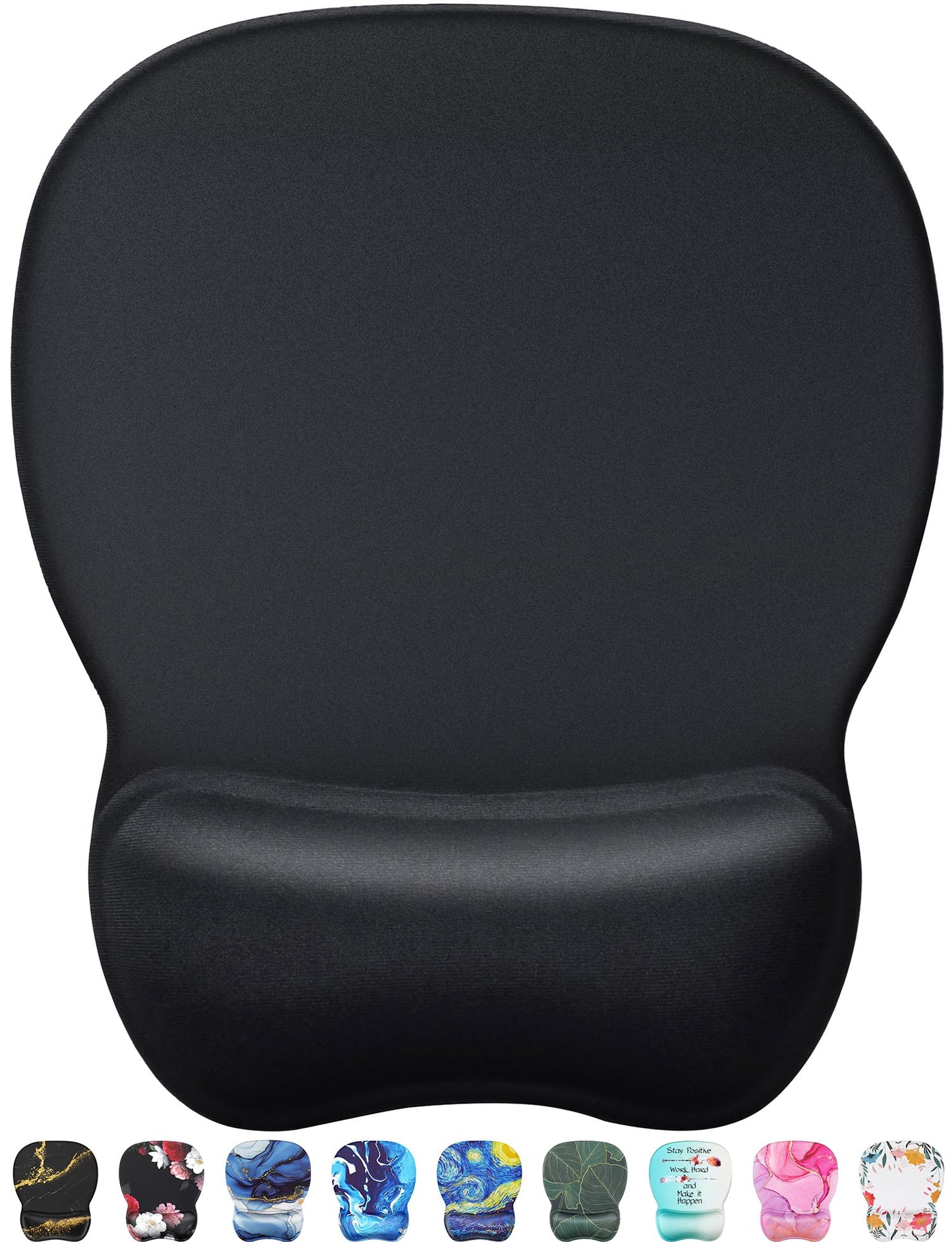 MROCO Ergonomic Mouse Pad with Gel Wrist Rest, Comfortable Mousepad with Smooth Wrist Support Surface and Non-Slip PU Base for Pain Relief, Computer, Laptop, Office & Home, 9.4 x 8.1 in, Black Color