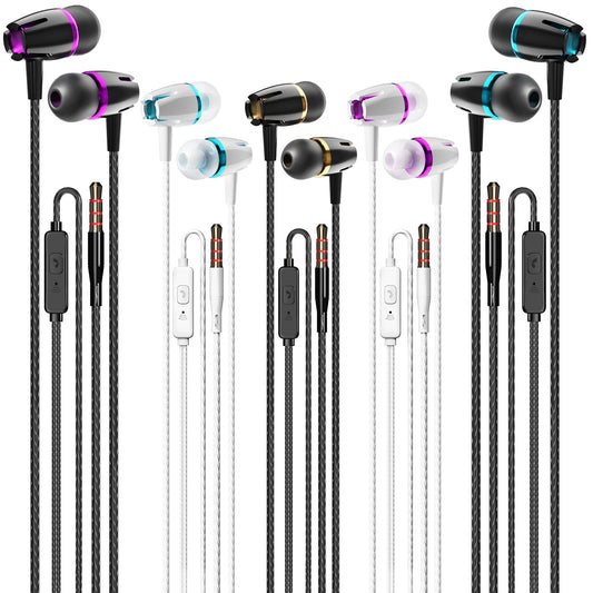 Kirababy Earbuds Wired with Microphone, 5 Pack Wired Headphones with Powerful Heavy Bass, High Definition, Earphones Wired 3.5mm Jack