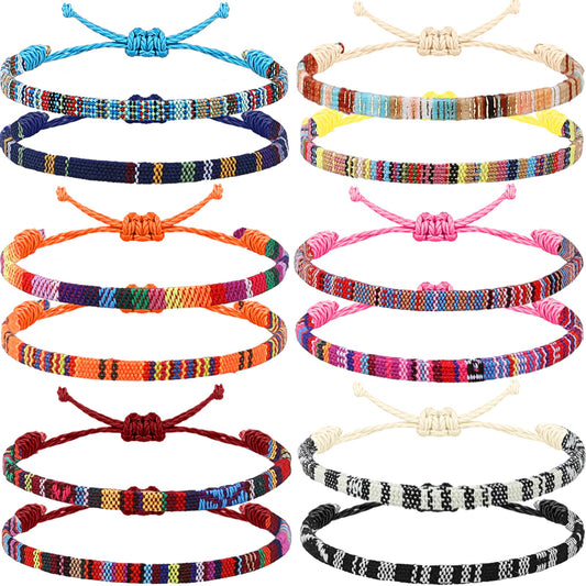 12 Pcs Boho Surfer Ankle Bracelet Unisex Handmade Braided Bracelet Adjustable Beaded Anklets Waterproof Beach Bracelet for Women Men (Cute)