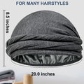 Babalet Silk Satin Lined Halo Turban Pre-Tied Skull Beanie Cap for Men Women Sleeping Bonnet Upgraded Twisted Tail Headwraps Durag Chemo Hair Loss Hat with A Loop As Wrist Sweatbands, Black