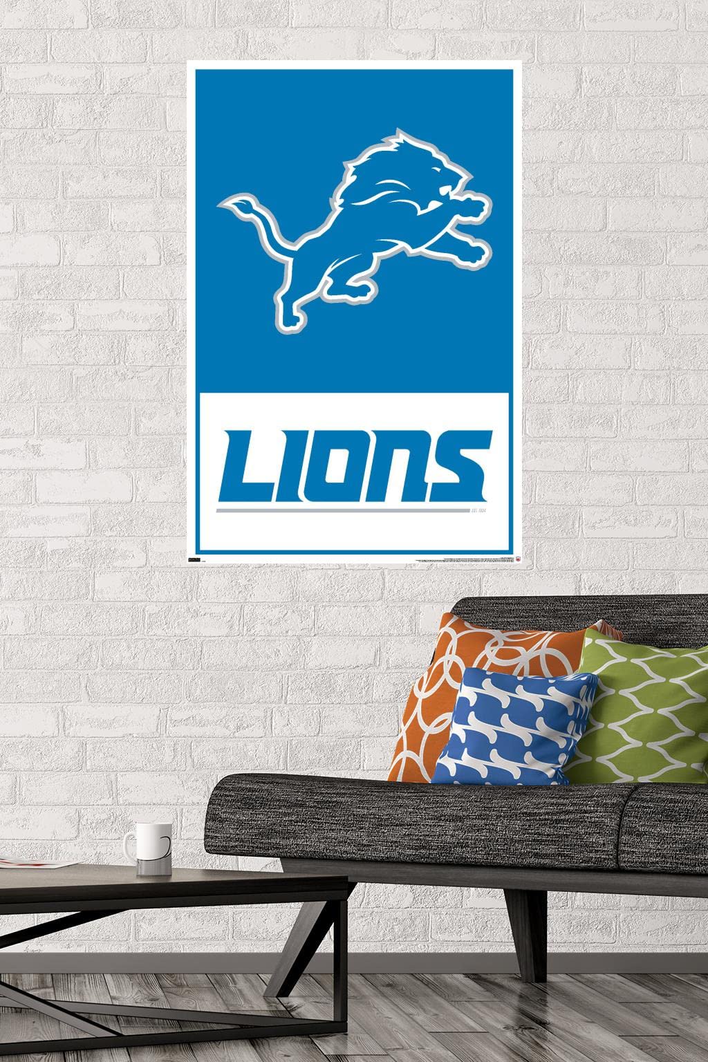 Póster de pared con el logotipo 21 de los Detroit Lions de la NFL de Trends International, 34 x 22,4 cm, versión sin marco