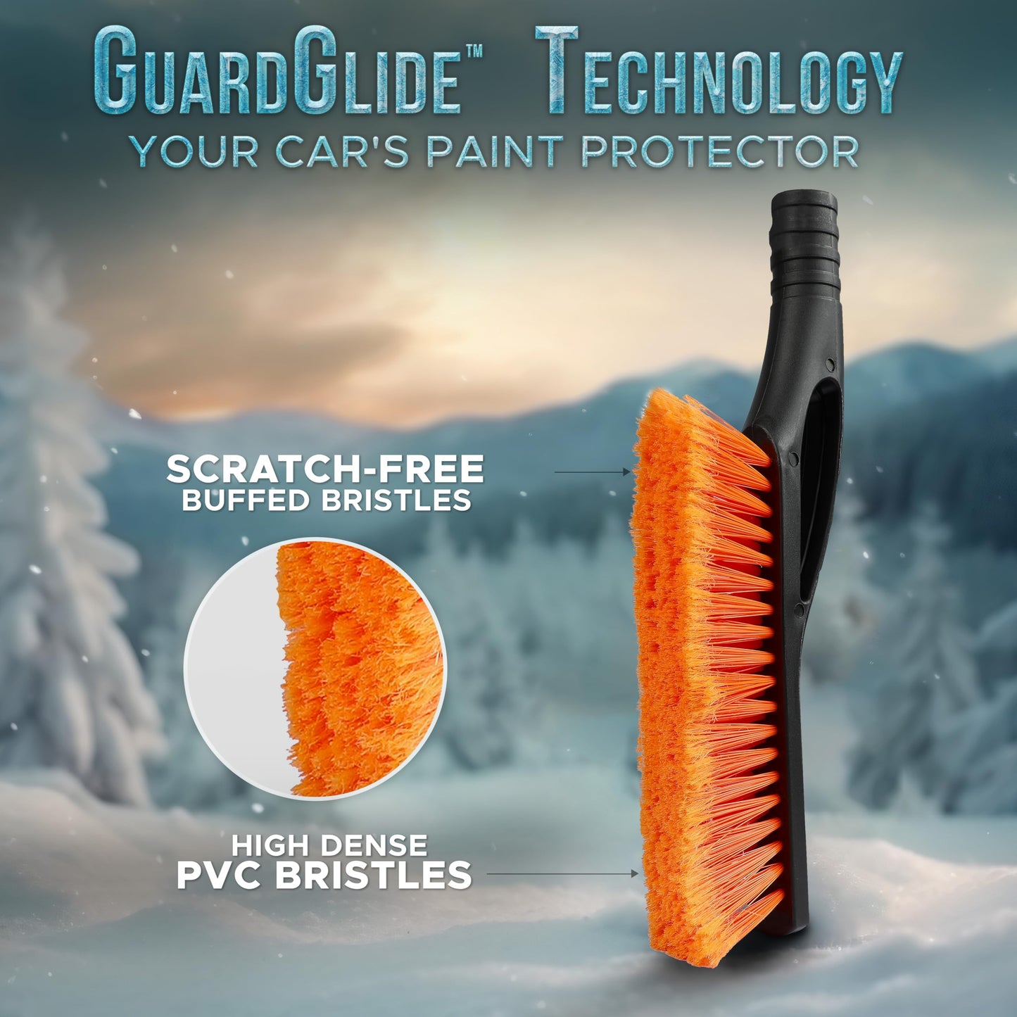 EcoNour 27" Aluminum Snow Brush with Ice Scrapers for Car Windshield and Window | Car Snow Scraper and Brush with Ergonomic Foam Grip Winter Accessories (Orange)